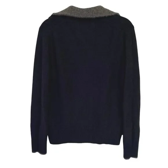 Banana Republic Cashmere Navy Quarter Zip Soft Mock Neck Sweater Classic Small
